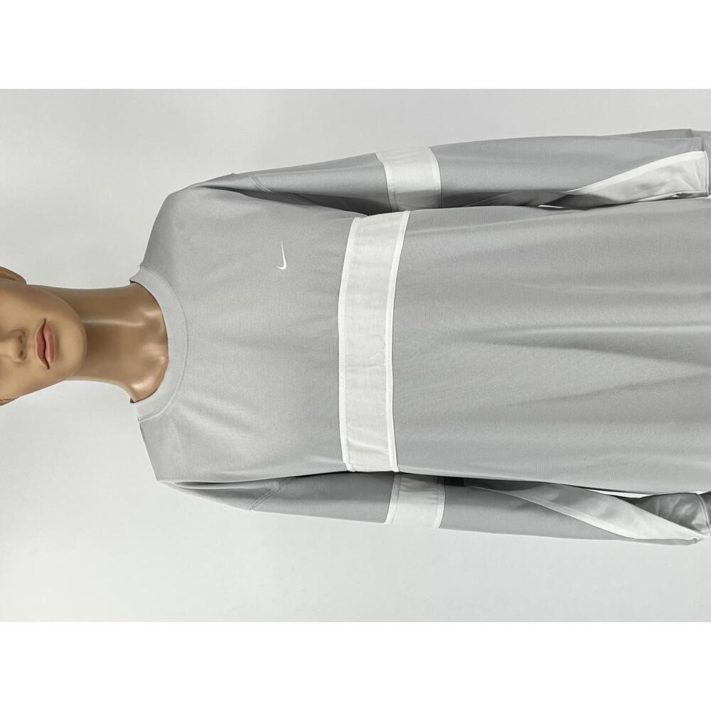 Nike Men's XXL Long Sleeve Athletic Shirt Grey White Mesh Breathable Performance